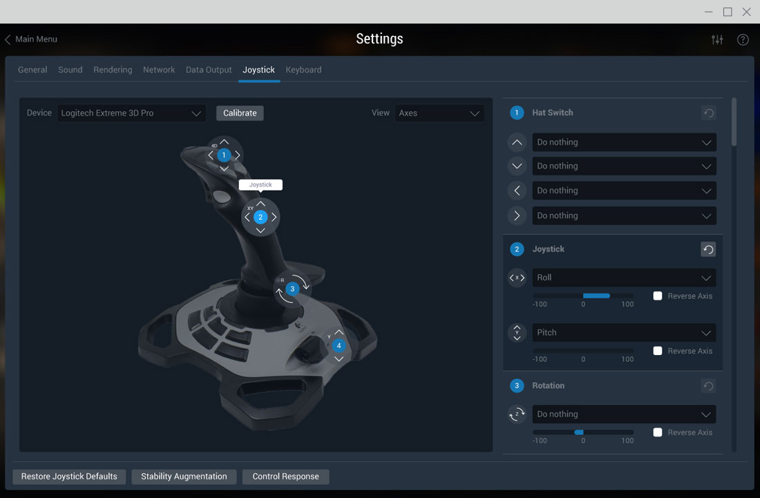 x-plane joystick settings